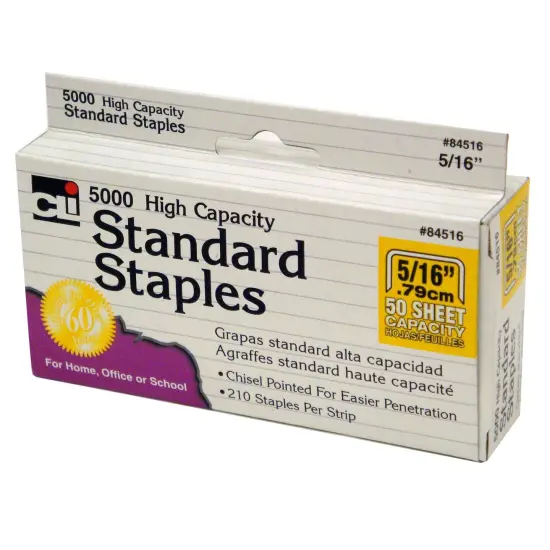 High Capacity Standard Staples, 5000 Per Pack, 10 Packs {2}