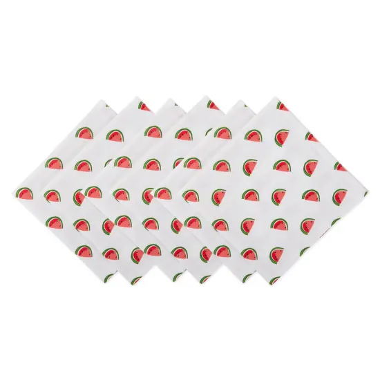 Contemporary Home Living Set of 6 White and Red Watermelon Printed Square Over-Sized Napkins 20" {3}