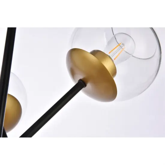 Axl 24 inch pendant in black and brass with clear shade {6}