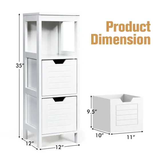 Bathroom Wooden Floor Cabinet Multifunction Storage Rack Stand Organizer White {4}