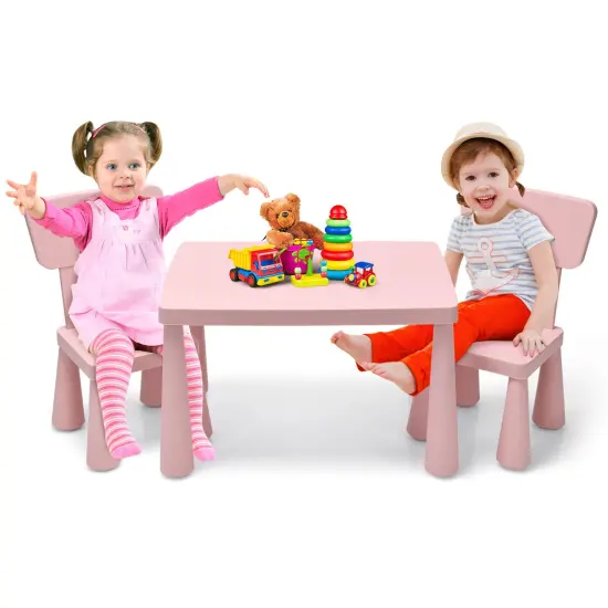 3 Pieces Toddler Multi Activity Play Dining Study Kids Table and Chair Set Pink {5}