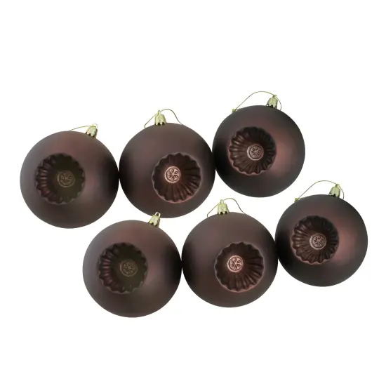 DAK Shatterproof Matte Retro Reflector Christmas Ball Ornaments - 4" (100mm) - Brown - 6ct {3}