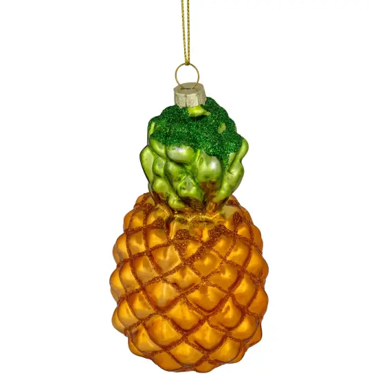 Northlight 4.75" Glittered Pineapple Glass Christmas Hanging Ornament Bronze {4}