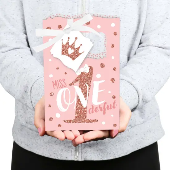 Big Dot of Happiness 1st Birthday Little Miss Onederful - Girl First Birthday Party Favor Boxes - Set of 12 {6}