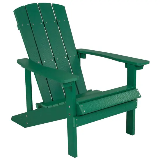 Merrick Lane Riviera Azure Adirondack Patio Chairs With Vertical Lattice Back And Weather Resistant Frame Green {1}