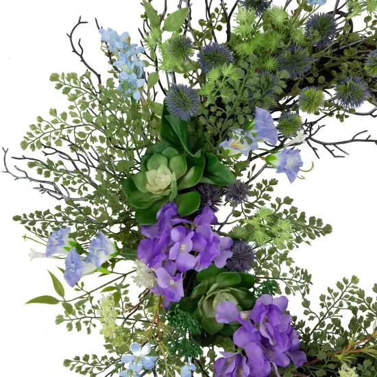 Northlight Mixed Wild Flowers and Twig Artificial Spring Wreath, 24-Inch Purple {7}