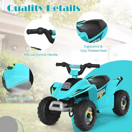 6V Kids Electric 4 Wheels Ride-On Toy with Wear-Resistant Wheels for Indoor Outdoor Use Blue {5}