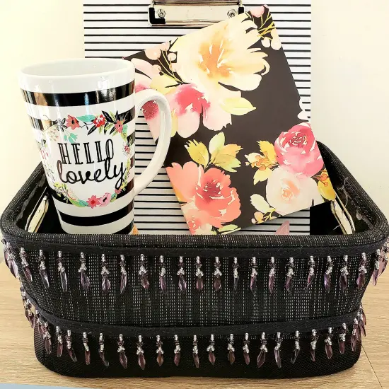 Velma Beaded Raindrop Fringe Trim Black/Blue {5}