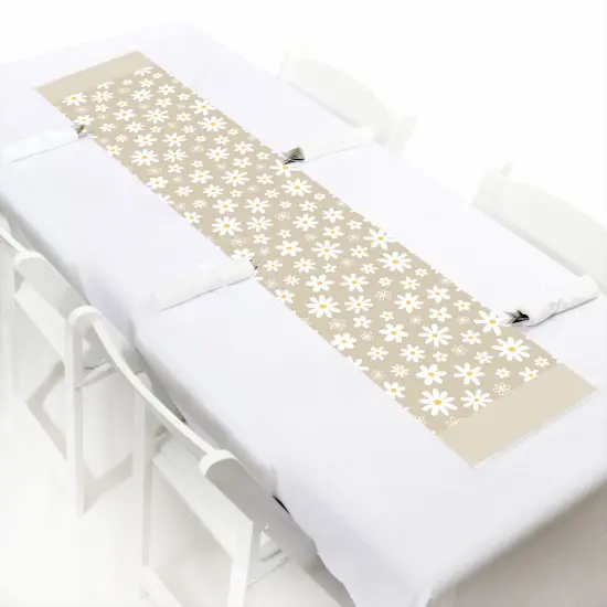 Big Dot of Happiness Tan Daisy Flowers - Petite Floral Party Paper Table Runner - 12 x 60 inches {1}