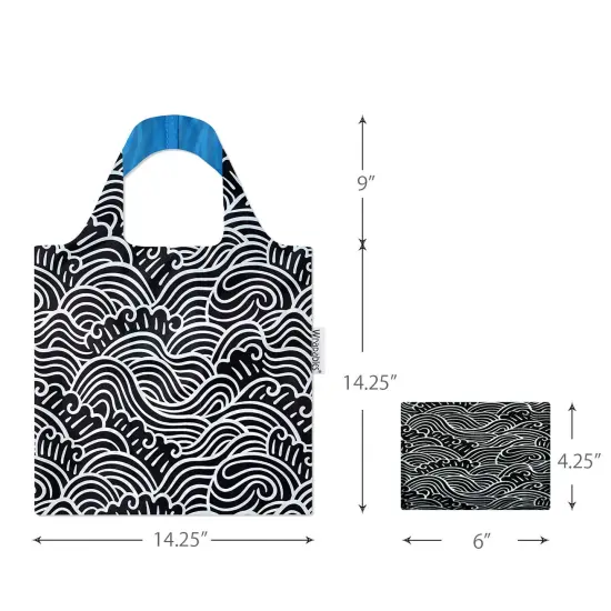 Wrapables Allybag Foldable & Lightweight Reusable Grocery Bag, Grab & Go Navy Swirls {2}