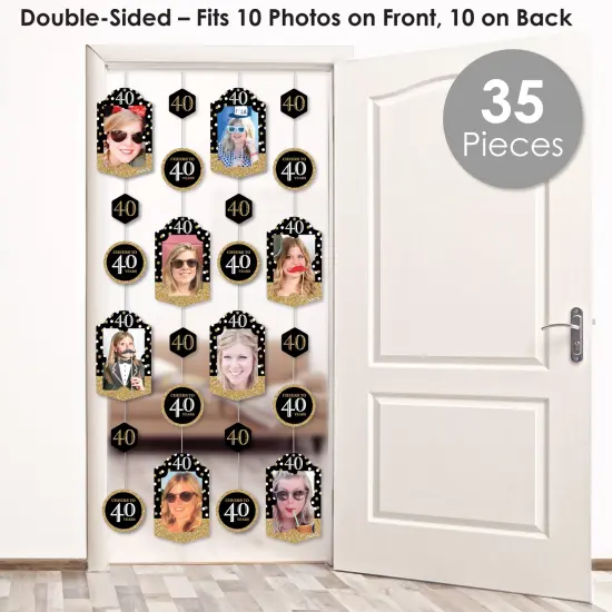Big Dot of Happiness Adult 40th Birthday - Gold - Birthday Party Vertical Photo Garland 35 Pieces {3}