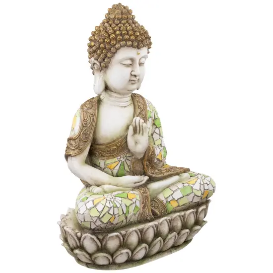 Northlight Meditating Mosaic Buddha Outdoor Ceramic Garden Statue - 19.5" Bronze {6}