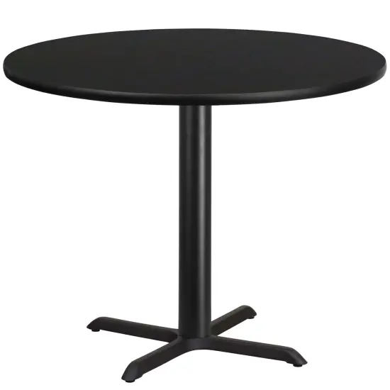 Emma and Oliver 42" Round Laminate Table Top with 33"x33" Table Height Base Black {3}
