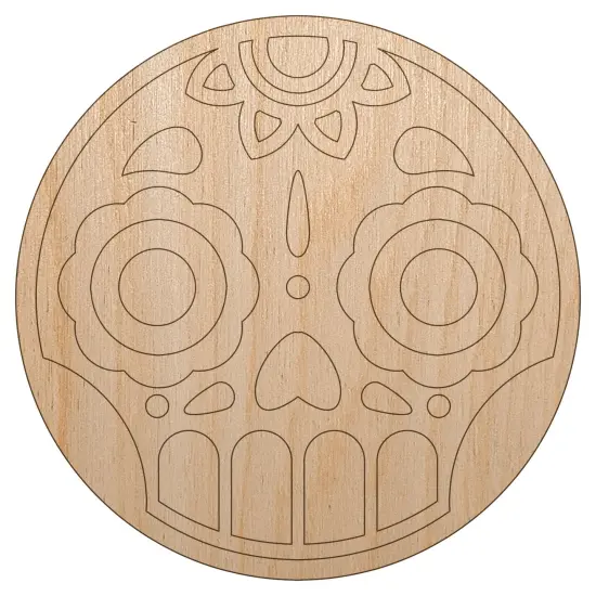 Cute Dia de los Muertos Day of Dead Sugar Skull Unfinished Wood Shape Piece Cutout for DIY Craft Projects {2}