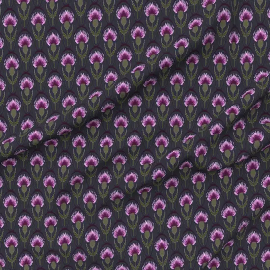 Various Fabrics by the Yard or Fat Quarter Art Nouveau Medium Scale Botanicals Thistle Dark Blue Purple Custom Printed Fabric by Spoonflower {6}