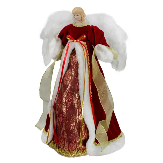 Northlight 18" Red and Gold Angel in a Dress Christmas Tree Topper - Unlit {5}