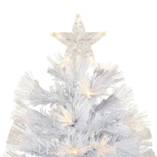Northlight 3' Pre-Lit White Fiber Optic Artificial Christmas Tree, Warm White Lights Gold {5}