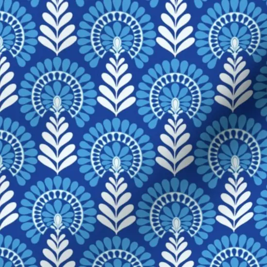 Various Fabrics by the Yard or Fat Quarter Blue Flowers Indian Block Print Monochrome Small Scale Cobalt Indigo Custom Printed Fabric by Spoonflower {7}