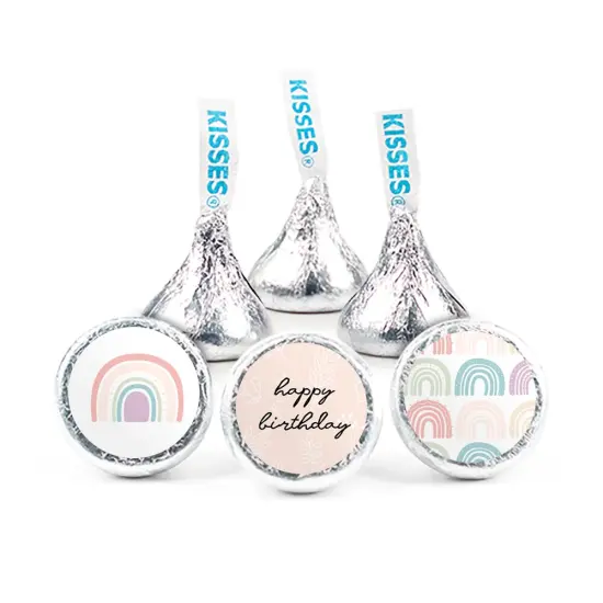 90 Pcs Rainbow Kid's Birthday Candy Party Favors Hershey's Kisses Milk Chocolate (1lb, Approx. 90 Pcs) - No Assembly Required - By Just Candy {1}