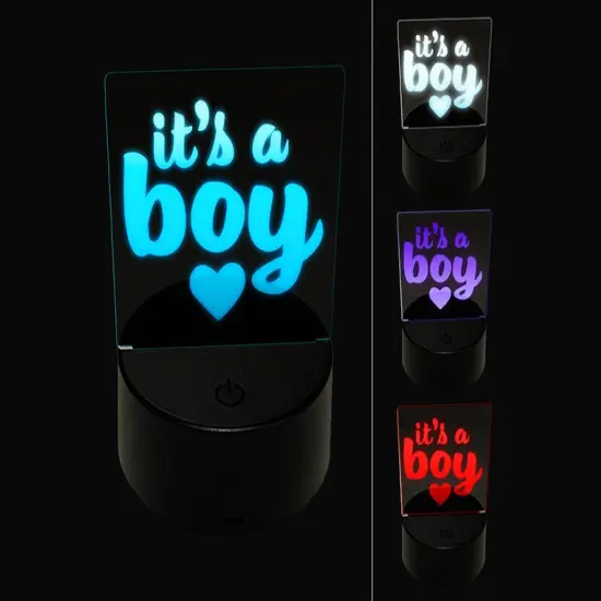 It's a Boy Baby Shower Party 3D Illusion LED Night Light Sign Nightstand Desk Lamp {1}