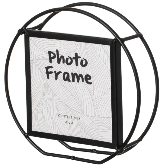 Modern Circle Shape Black Metal Decor Photo Frame for Tabletop Display {3}