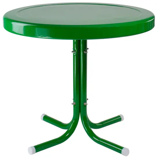Northlight 22" Outdoor Retro Round Tulip Metal Side Table, Green {1}