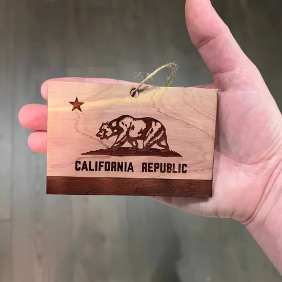 California Flag - Cedar Ornament {3}