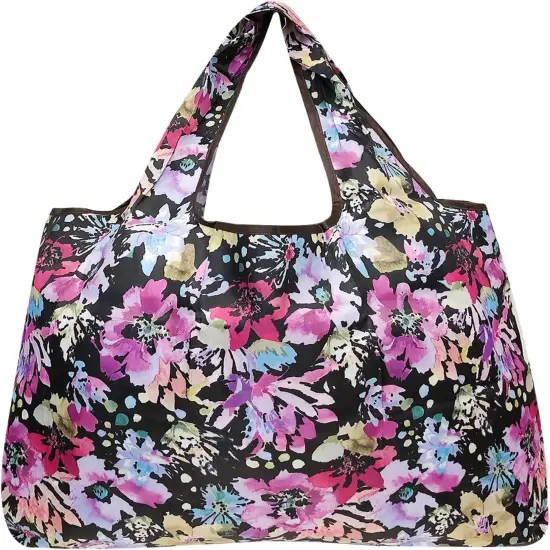 Wrapables Large Foldable Tote Nylon Reusable Grocery Bag, 3 Pack Spring Bouquet {4}