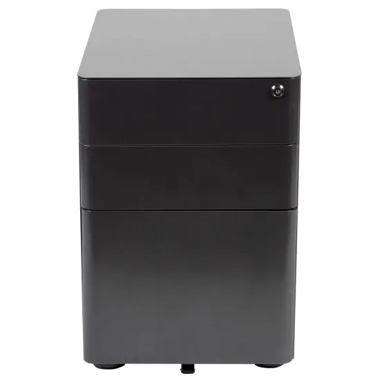 Emma and Oliver Modern 3-Drawer Mobile Locking Filing Cabinet Storage Organizer Black {3}