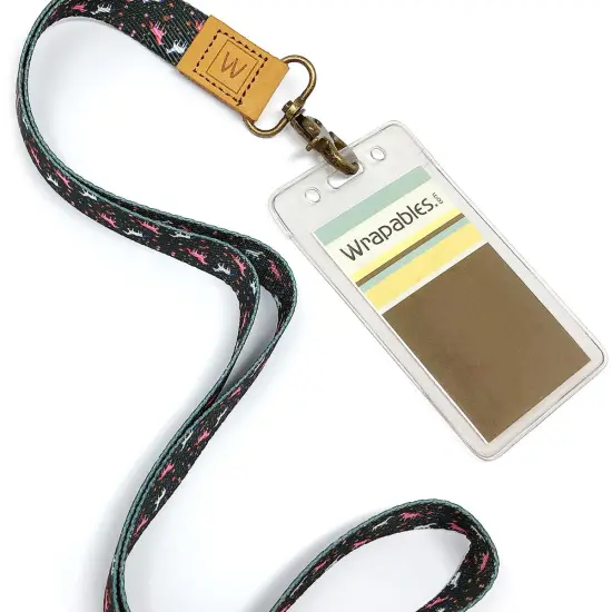 Wrapables Lanyard Keychain and ID Badge Holder Unicorns Black {3}