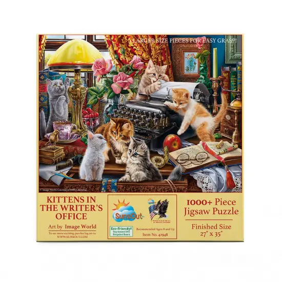 Sunsout Kittens in the Writer's Office 1000 pc Large Pieces Jigsaw Puzzle 42948 {3}