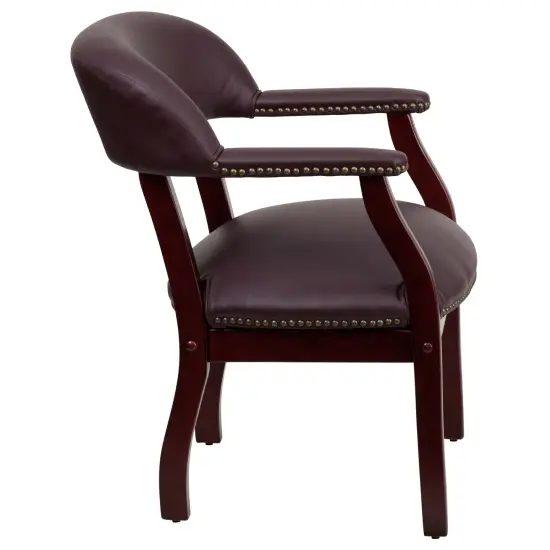 Emma and Oliver Conference Chair with Accent Nail Trim Burgundy LeatherSoft {5}