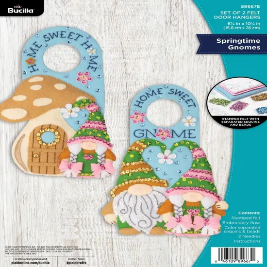 Bucilla Felt Door Hanger Applique Kit Set Of 2-Springtime Gnomes {1}