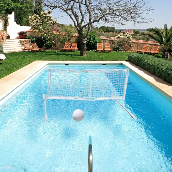 Swim Central 86" White Water Sports Swimming Pool Floating Volleyball Game With Net And Ball {4}