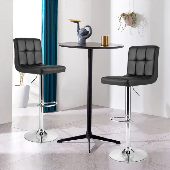 Costway Adjustable Swivel Bar Stool Counter Height Bar Chair PU Leather w/ Back Black {2}