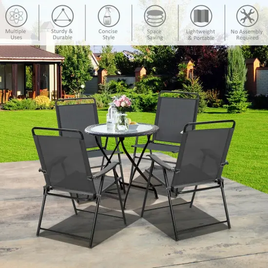 4 Pieces Portable Outdoor Folding Chair with Armrest {3}