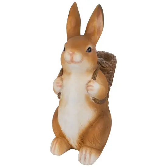 Northlight Standing Bunny Carrying a Basket Outdoor Garden Statue - 16.75" Brown {4}