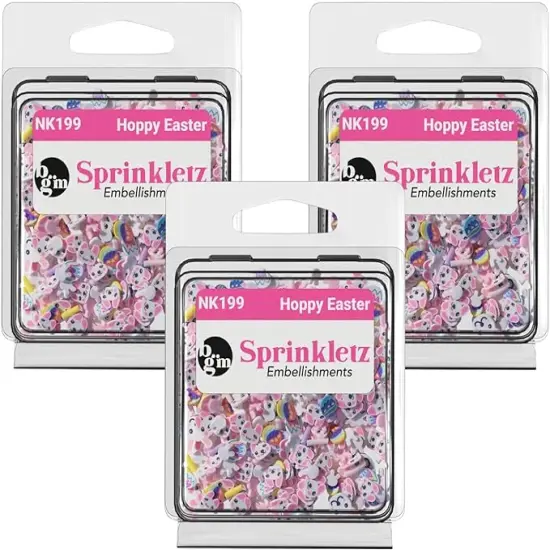 Buttons Galore Sprinkletz DIY Craft Embellishment Polymer Clay Pieces For Slime & Crafts 36 Grams - 3 Packs of Hoppy Easter {1}