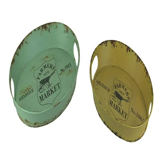 Distressed Finish Glasgow Farm Serving Tray Set of 2 {1}