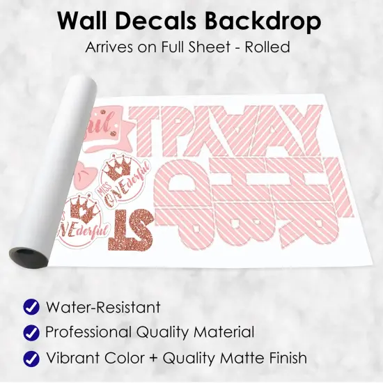 Big Dot of Happiness 1st Birthday Little Miss Onederful - Peel and Stick Girl First Birthday Party Decoration - Wall Decals Backdrop {7}