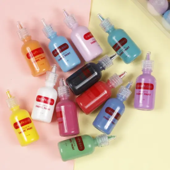 Incraftables Fabric Paint for Clothes Permanent (12 Colors Set - 1 oz Each). Tshirt Paint for Fabric. Best 3D Non Toxic Fabric Paint for Laundry, Crafts, Tote Bags, Shoes, Shirts, Upholstery & Pillow {2}