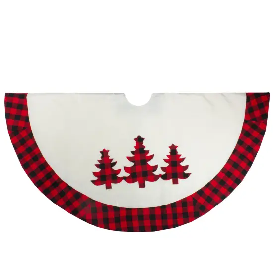 Northlight 48" White, Red and Black Buffalo Plaid Tree Christmas Tree Skirt {3}