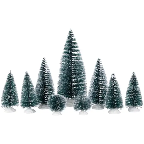 Northlight Bottle Brush Pine Christmas Village Trees - Set of 9 Green {1}