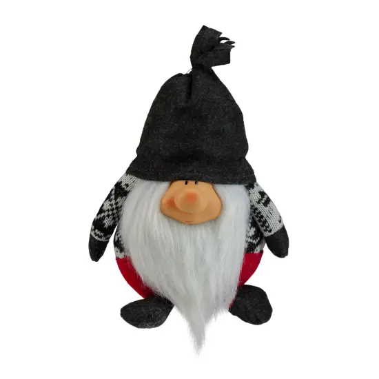 Northlight Smiling Gnome Christmas Figure - 9.5" - Charcoal Gray {1}