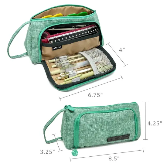 Wrapables Large Capacity Pencil Case, Portable Pencil Pouch for Stationery Office Supplies Green {2}