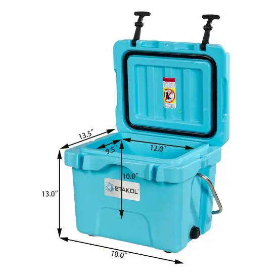 16 Quart 24-Can Capacity Portable Insulated Ice Cooler with 2 Cup Holders Blue {3}