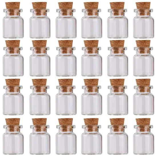 24 Pieces Mini Glass Bottles with Cork Stoppers 5ml DIY Art Crafts Storage Container,Tiny Glass Vials Cork for Wedding Decoration,Small Glass Corks Jars Party Favor {2}
