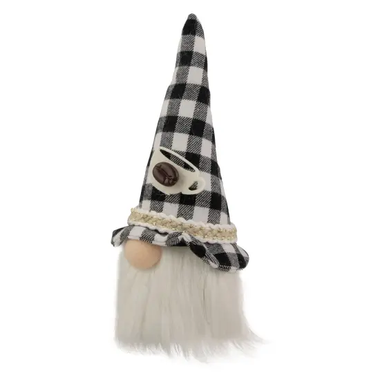 Northlight 8.25" Black and White Buffalo Plaid Coffee Gnome {4}