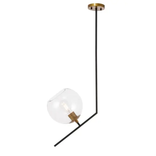 Ryland 1 light Black and Brass and Clear glass pendant {1}