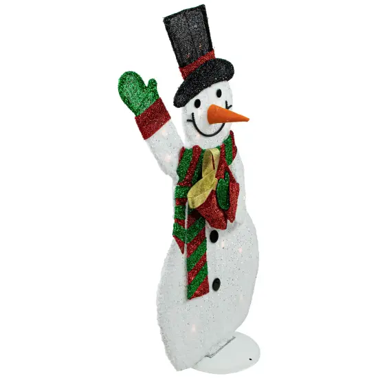 Northlight Lighted Waving Snowman Outdoor Christmas Decoration - 32" - Clear Lights White {4}